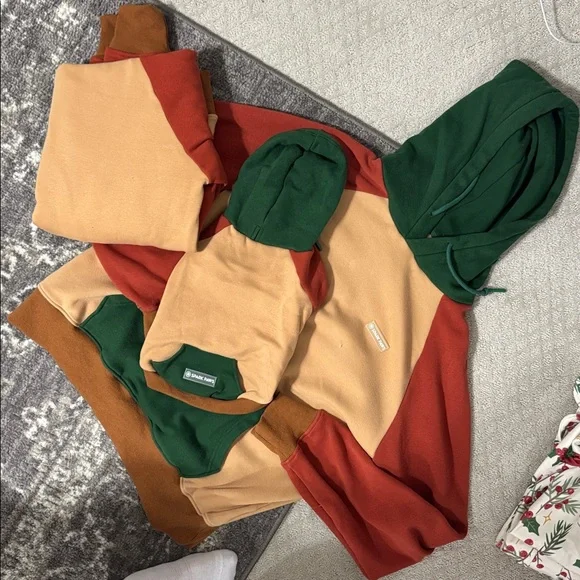 Stylish Dog Hoodie Orange Colorblock Set from SparkPaws